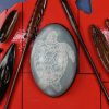 Framed mini artefacts with carved Emu egg - Image 2