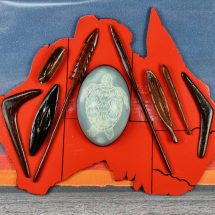 Keith clarke-Framed mini Artefacts with Carved egg